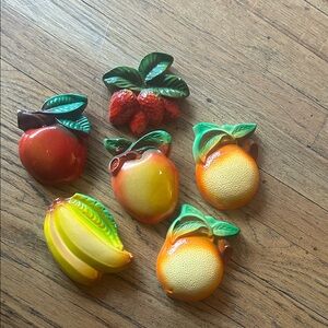 Colorful Fruit Chalkware Fruit & Veggies Set